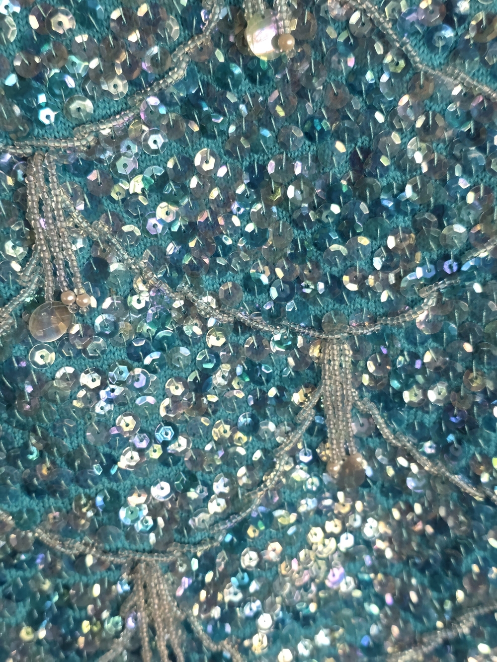 Vintage 70s Fairy Mermaid Turquoise Beaded Tassel Tank Top Size 36 Small? - Picture 14 of 16